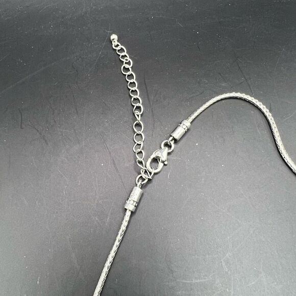 Vintage Heart Pendant Silver Tone Pink Center Beaded Necklace Embossed On Chain - Picture 5 of 6